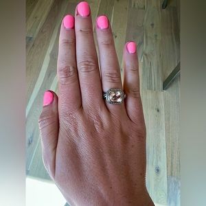 David Yurman Noblesse with Morganite and Over 20 Pavé Diamonds Ring